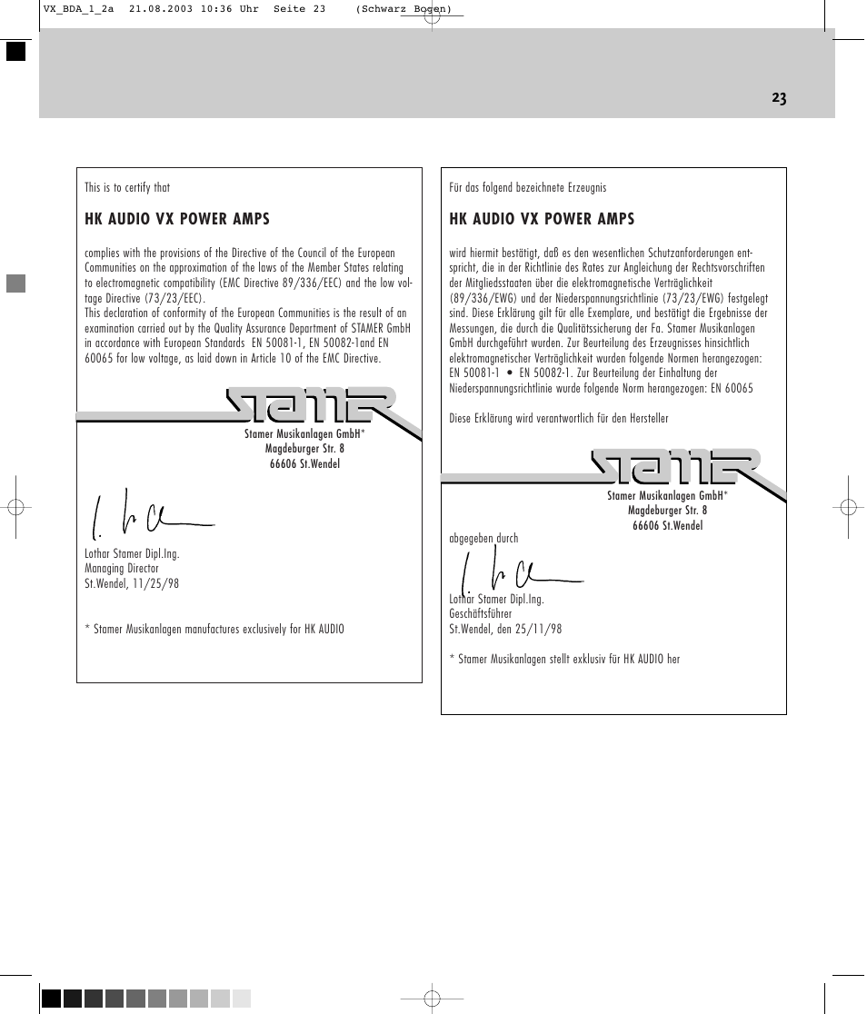 HK Audio VX 2400 User Manual | Page 23 / 24