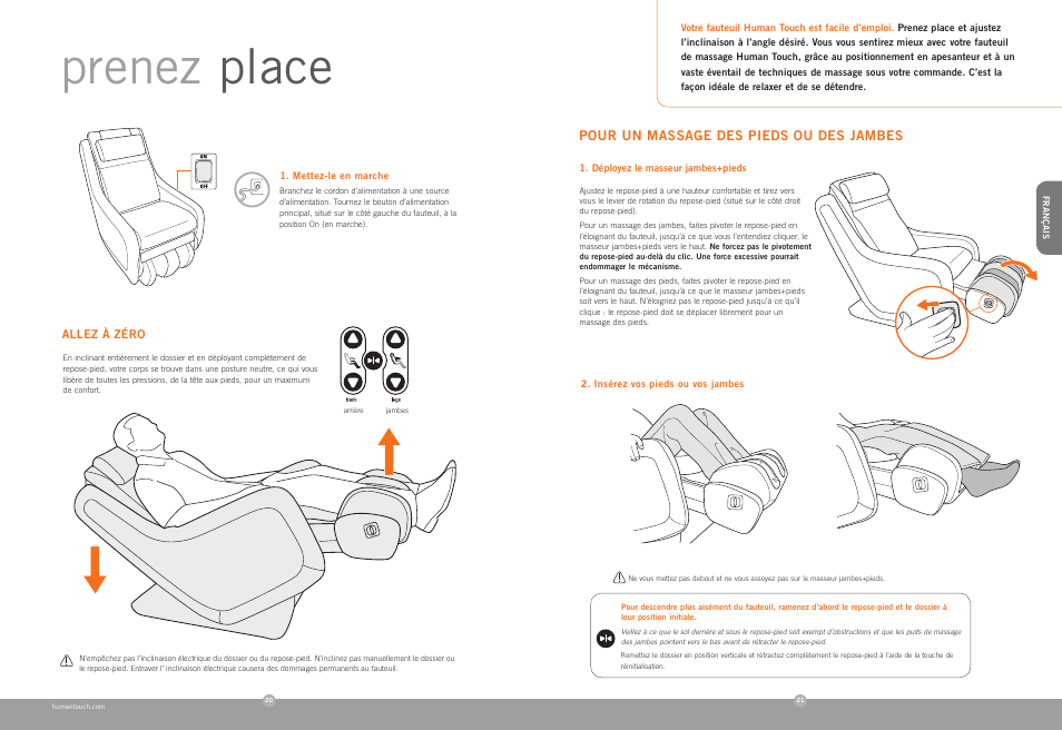 Prenez place | Human Touch ZeroG 2.0 Chair User Manual | Page 12 / 22