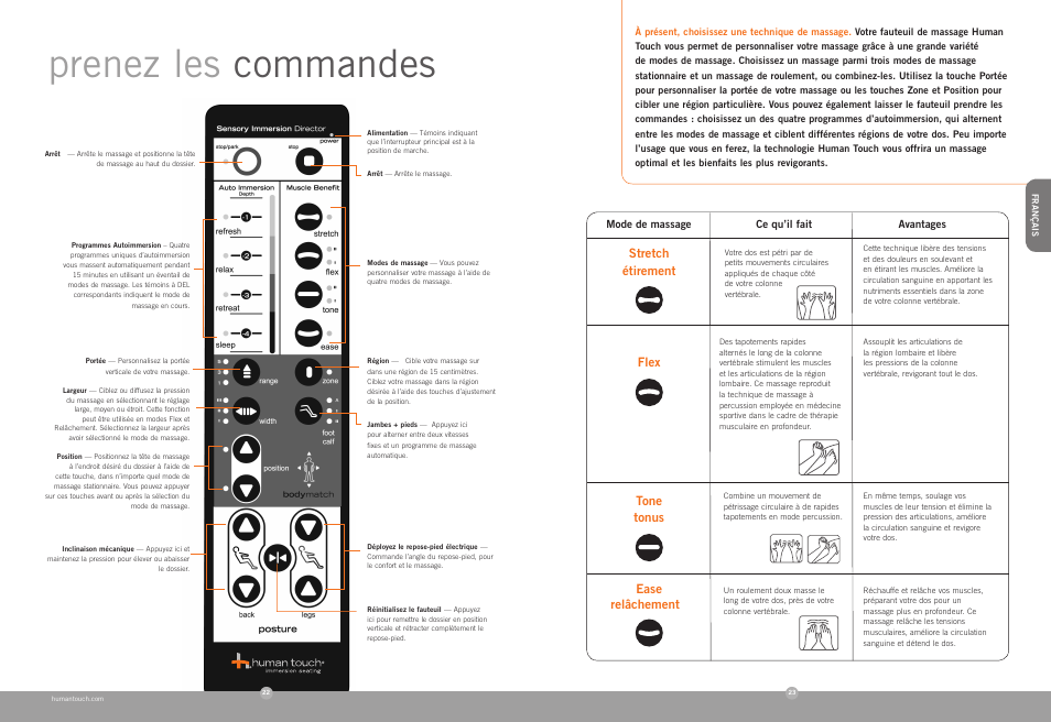 Prenez les commandes | Human Touch ZeroG 2.0 Chair User Manual | Page 13 / 22