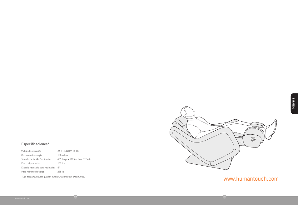 Human Touch ZeroG 2.0 Chair User Manual | Page 22 / 22