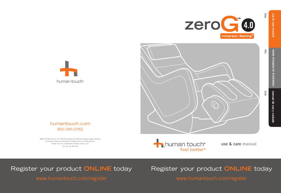 Human Touch ZeroG 4.0 Chair User Manual | 22 pages