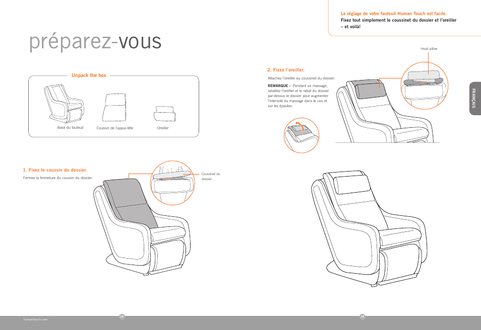 Préparez- vous | Human Touch ZeroG 4.0 Chair User Manual | Page 11 / 22