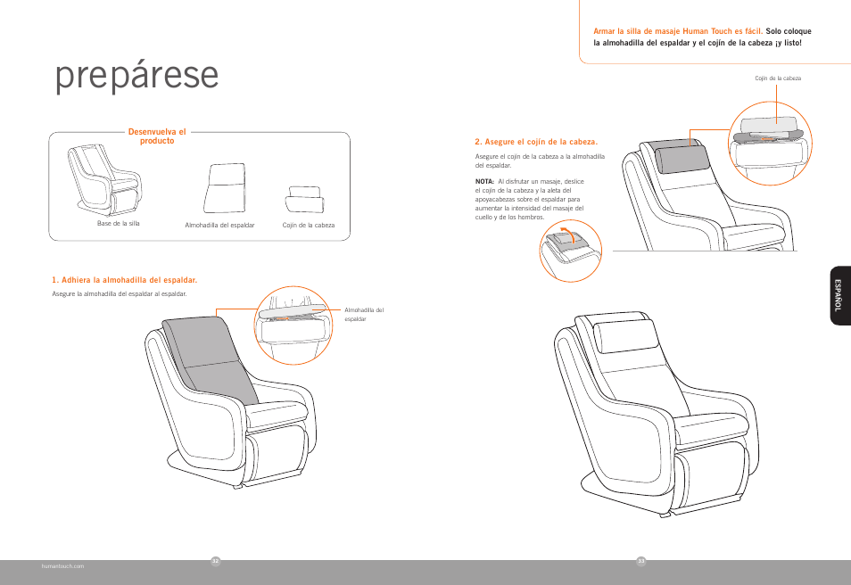Prepárese | Human Touch ZeroG 4.0 Chair User Manual | Page 18 / 22