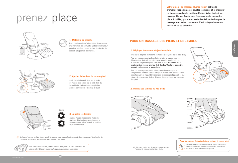 Prenez place | Human Touch HT-100 Massage Chair User Manual | Page 13 / 24