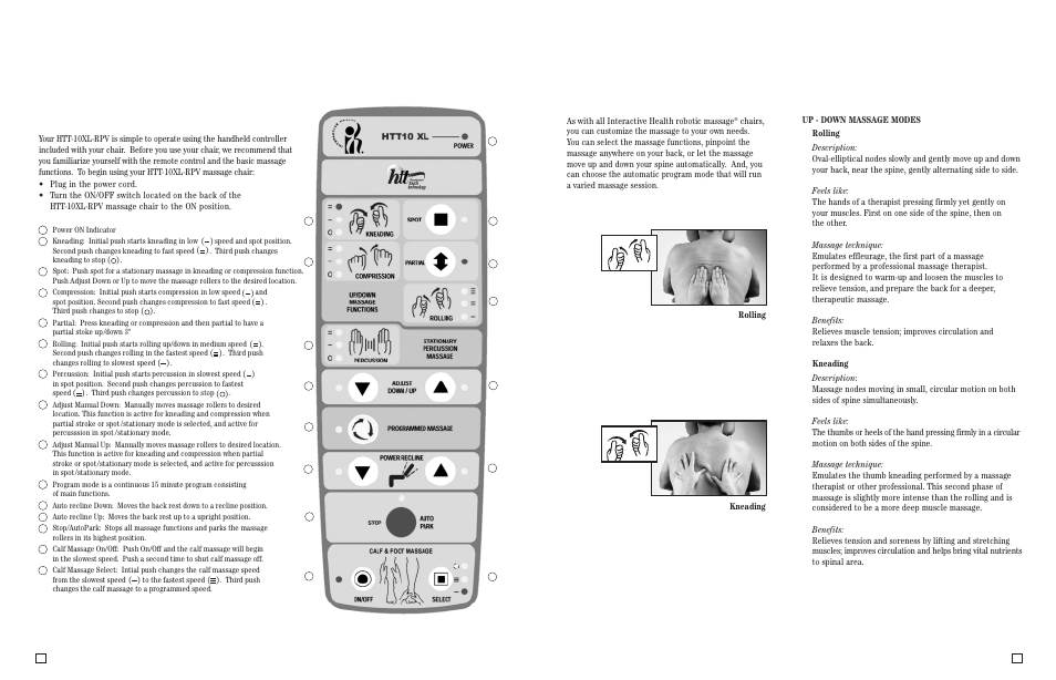 Basic operating instructions, Using your htt-10xl-rpv, Understanding your controller | Human Touch HT-110 Massage Chair User Manual | Page 6 / 9