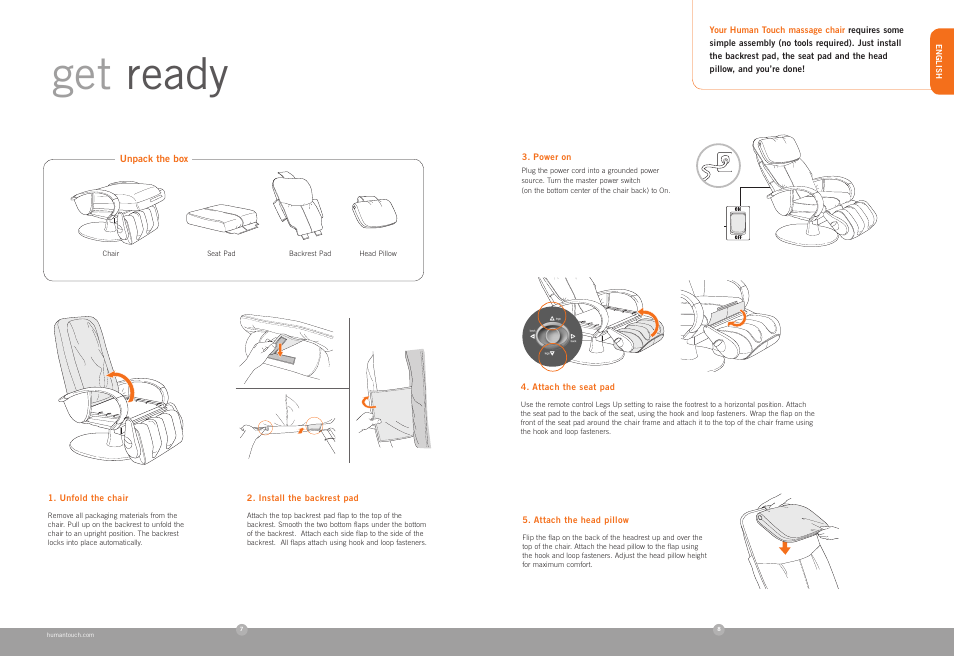 Get ready | Human Touch HT-125 Massage Chair User Manual | Page 4 / 24