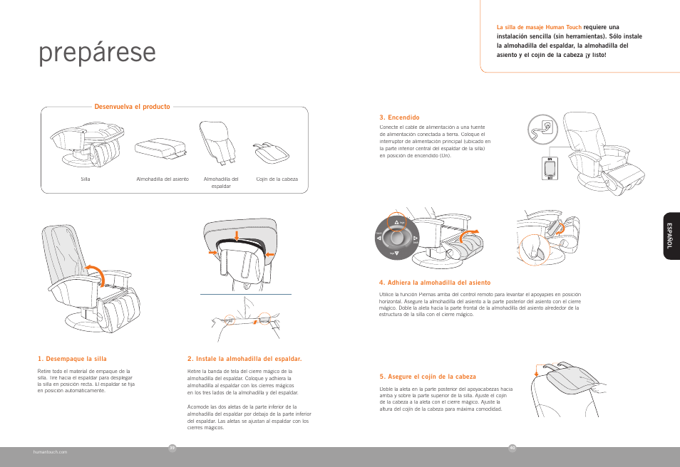 Prepárese | Human Touch HT-136 Massage Chair User Manual | Page 20 / 24