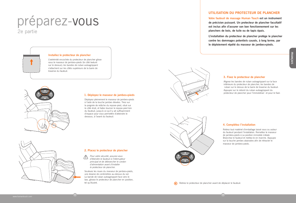 Préparez- vous, 2e partie | Human Touch AcuTouch 9500 Massage Chair User Manual | Page 18 / 40