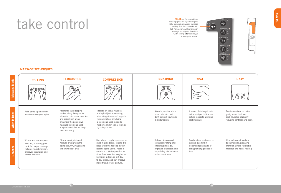 Take control | Human Touch AcuTouch 9500 Massage Chair User Manual | Page 9 / 40