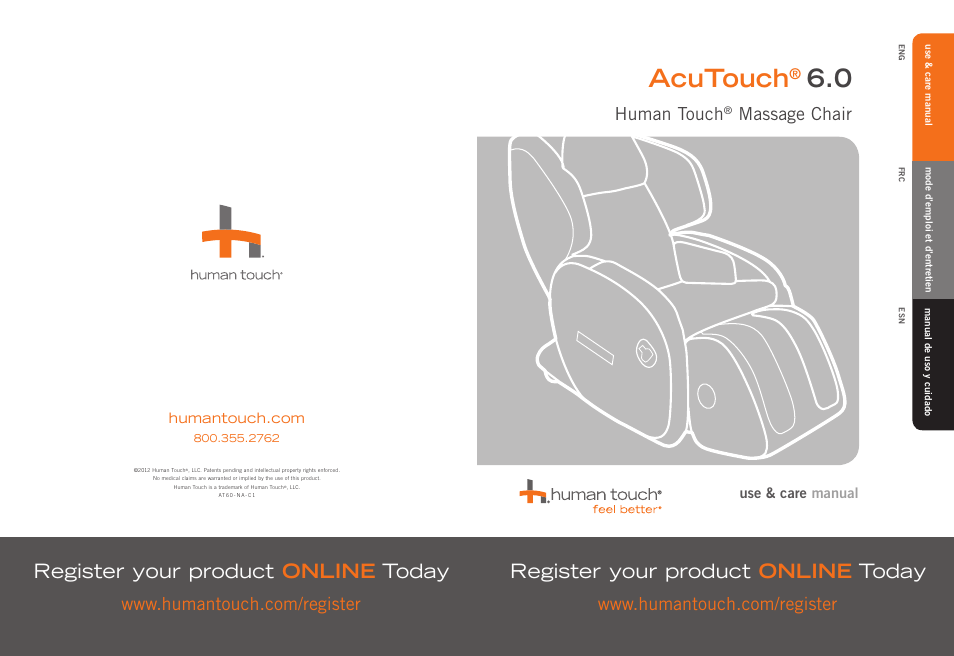 Human Touch AcuTouch 6.0 Massage Chair User Manual | 28 pages
