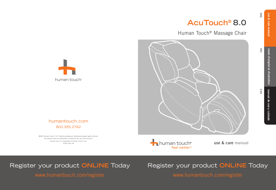 Human Touch AcuTouch 8.0 Massage Chair User Manual | 30 pages