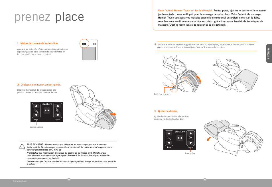 Prenez place | Human Touch AcuTouch 8.0 Massage Chair User Manual | Page 15 / 30