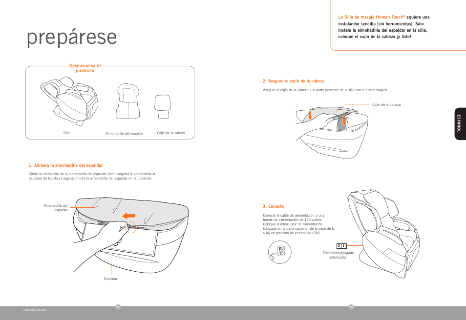 Prepárese | Human Touch AcuTouch 8.0 Massage Chair User Manual | Page 24 / 30