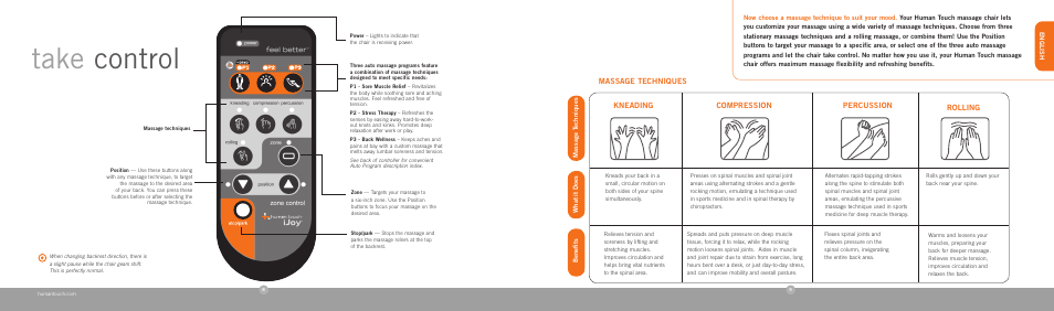 Take control | Human Touch iJoy-2310 Robotic Massage Chair User Manual | Page 6 / 24