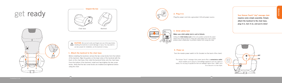 Get ready | Human Touch iJoy HT-2720 Robotic Massage Chair User Manual | Page 4 / 24