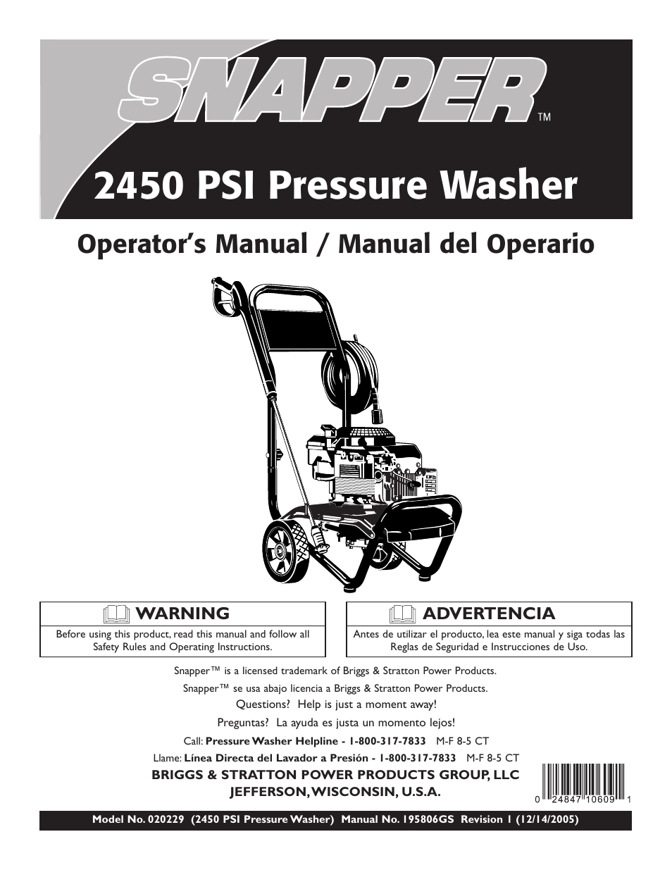 Briggs & Stratton 2450 PSI User Manual | 36 pages