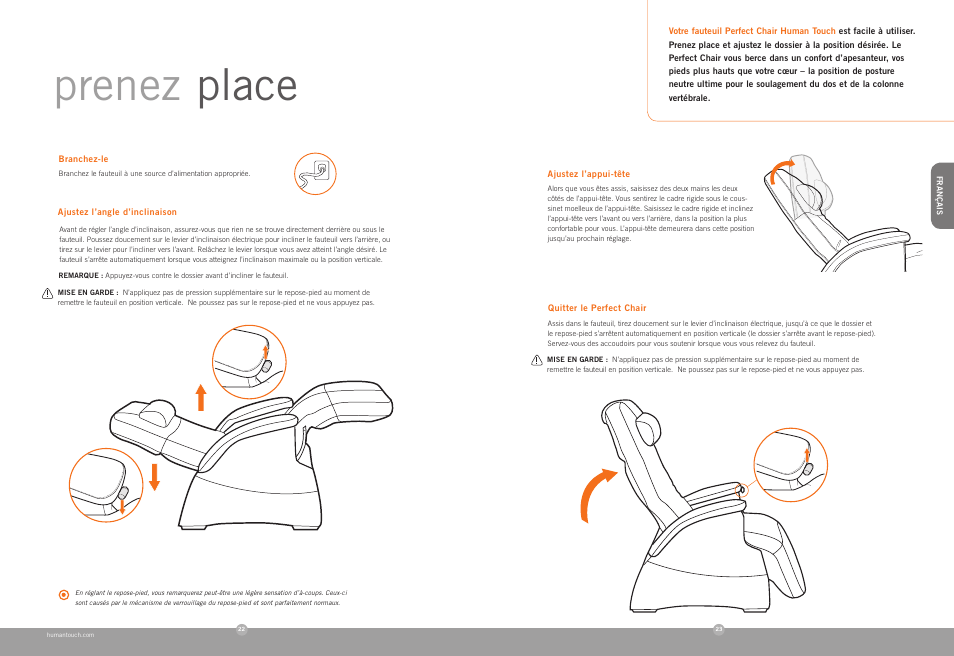 Prenez place | Human Touch PC-085 Perfect Chair User Manual | Page 13 / 20