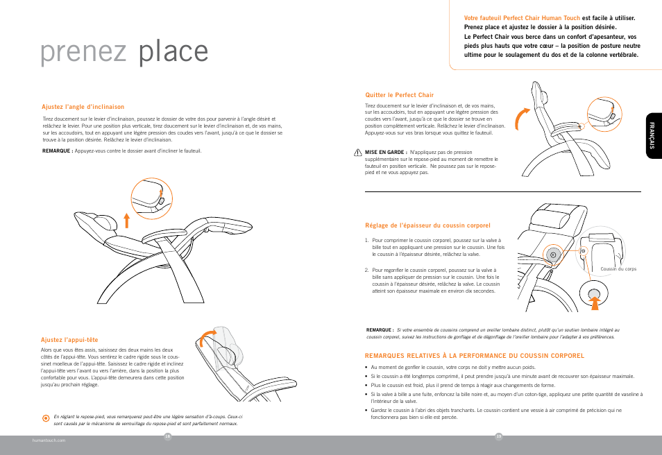 Prenez place | Human Touch PC-006 Perfect Chair User Manual | Page 11 / 18