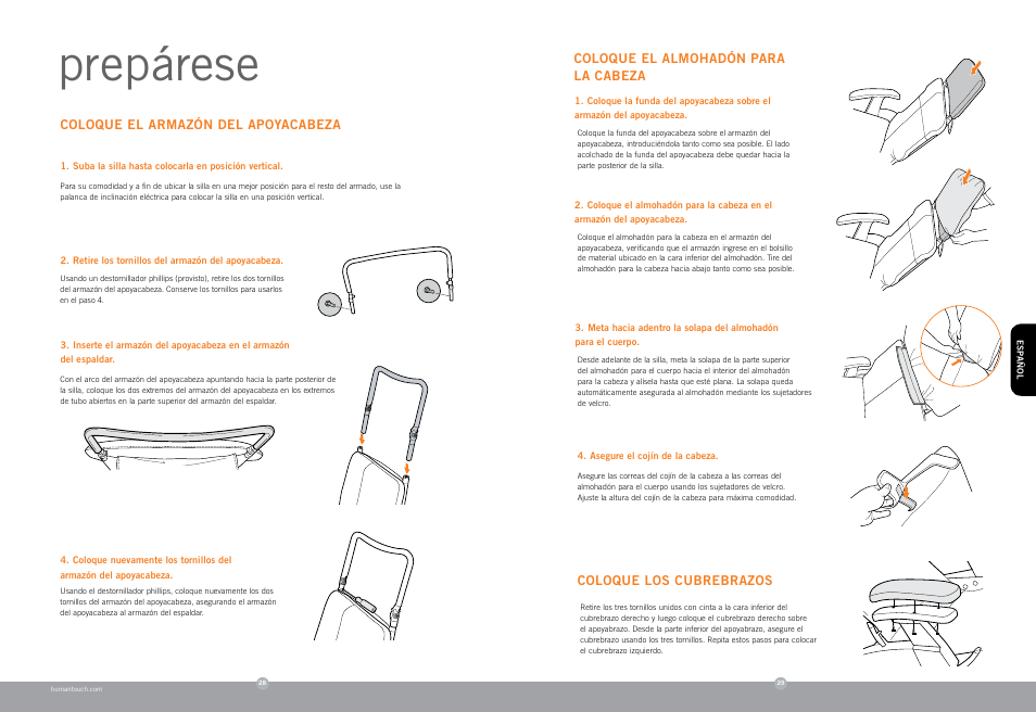 Prepárese | Human Touch PC-006 Perfect Chair User Manual | Page 16 / 18