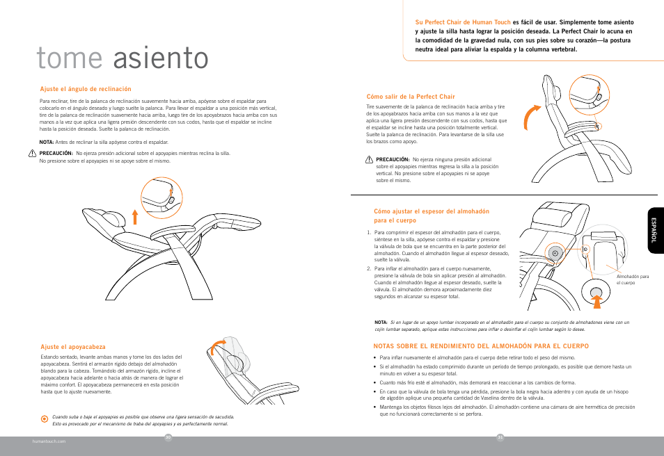 Tome asiento | Human Touch PC-006 Perfect Chair User Manual | Page 17 / 18