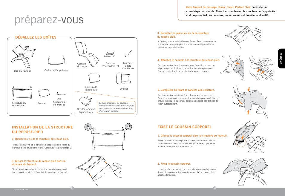 Préparez- vous | Human Touch PC-006 Perfect Chair User Manual | Page 9 / 18