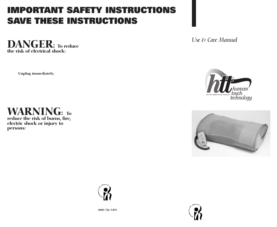 Human Touch CMS 300 Cervical Massage System User Manual | 2 pages