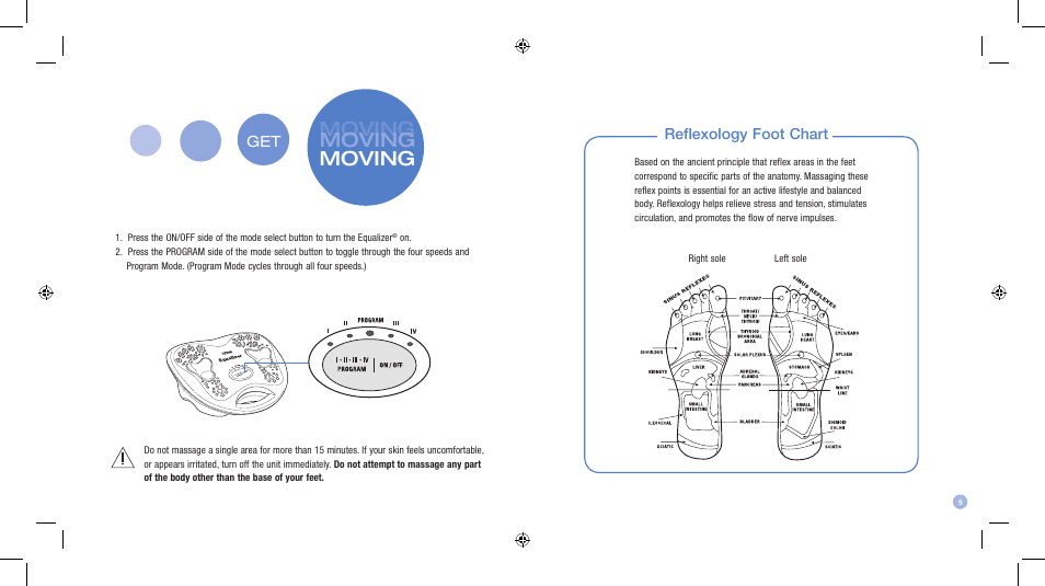 Moving, Reflexology foot chart | Human Touch EQ 400 Equalizer Foot Pro Massager User Manual | Page 5 / 8