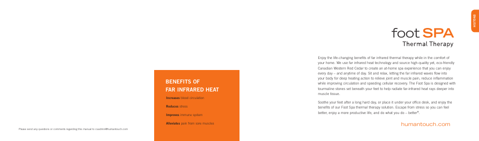 Foot spa, Benefits of far infrared heat | Human Touch Foot Spa User Manual | Page 2 / 12