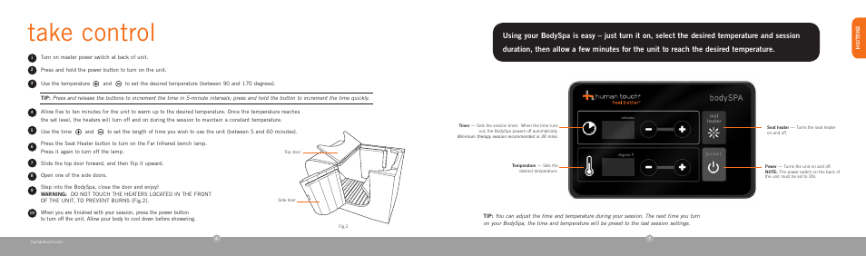 Take control | Human Touch bodySPA User Manual | Page 5 / 18