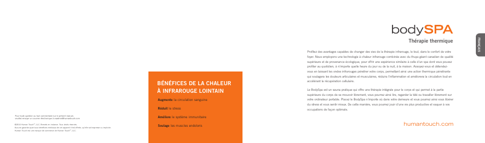 Bénéfices de la chaleur à infrarouge lointain, Thérapie thermique | Human Touch bodySPA User Manual | Page 8 / 18