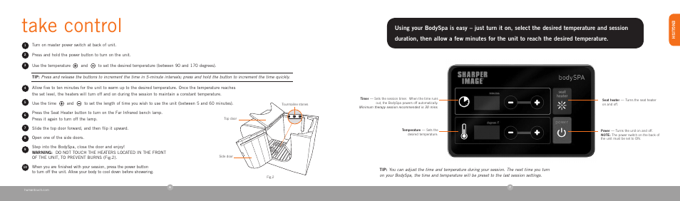 Take control | Human Touch Sharper Image bodySPA User Manual | Page 5 / 18