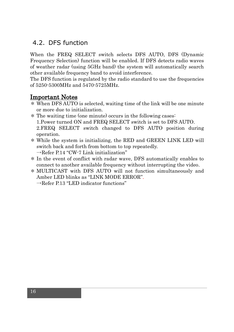 Dfs function | IDX CW-7 User Manual | Page 18 / 29
