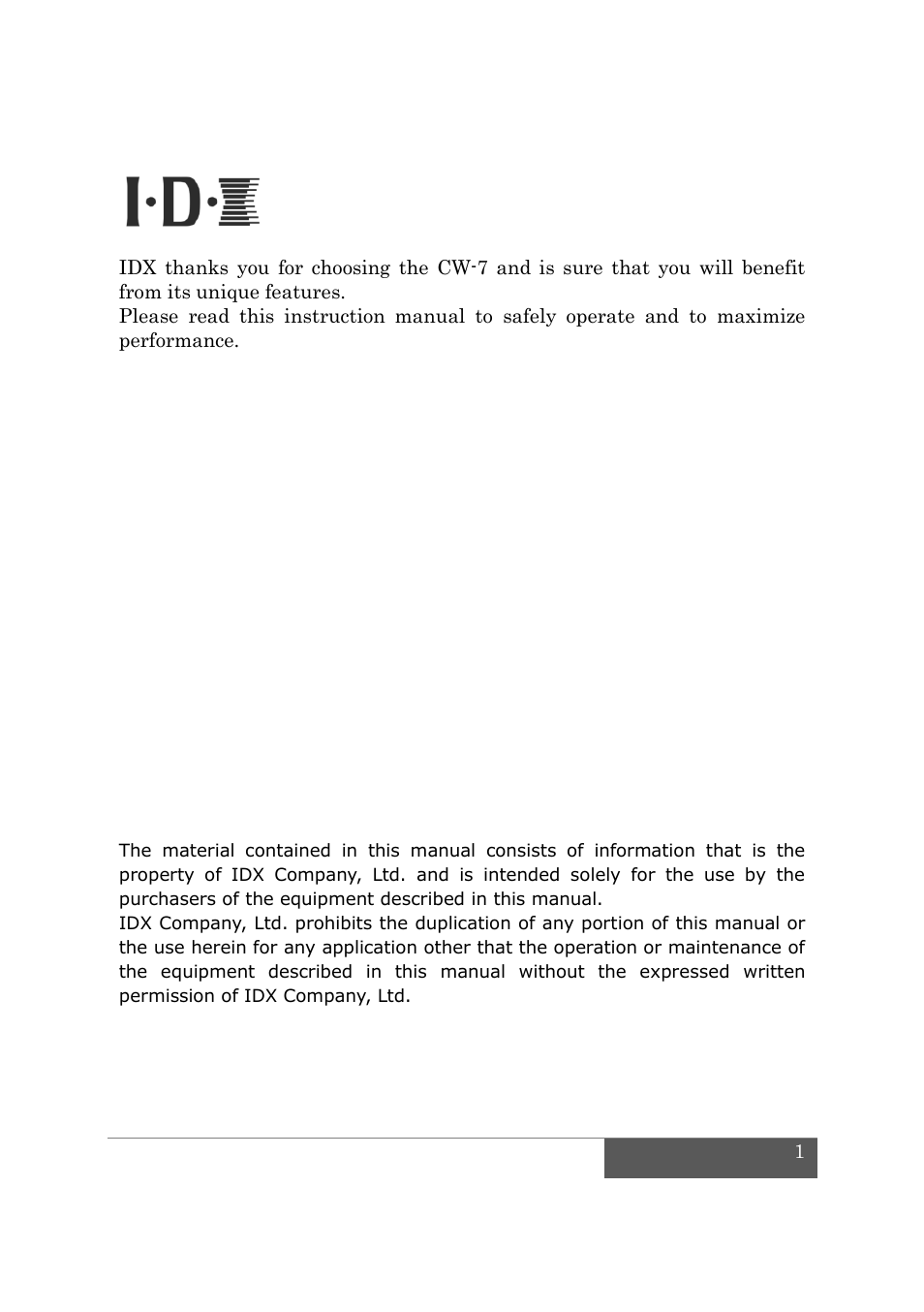 IDX CW-7 User Manual | Page 3 / 29
