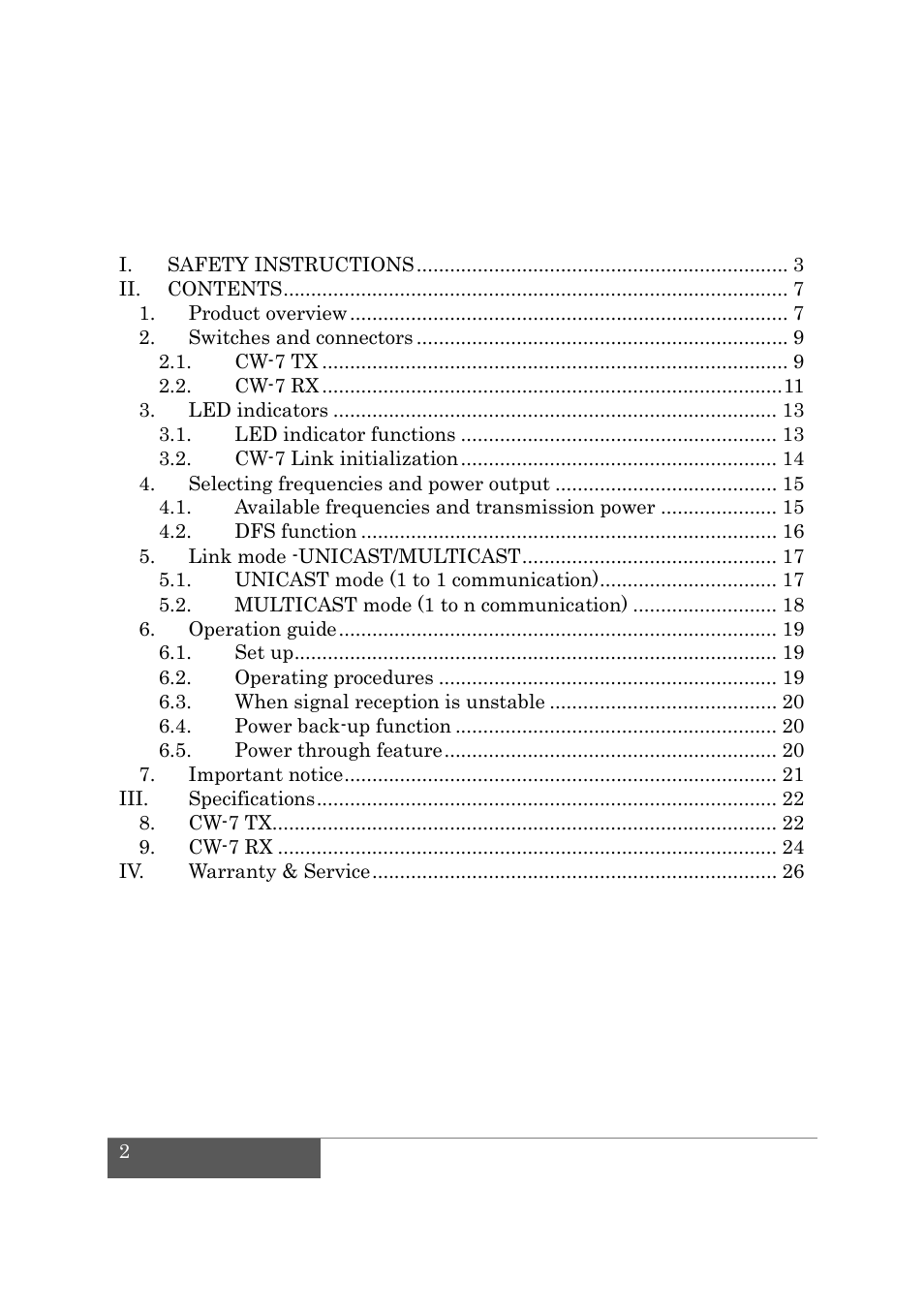 IDX CW-7 User Manual | Page 4 / 29