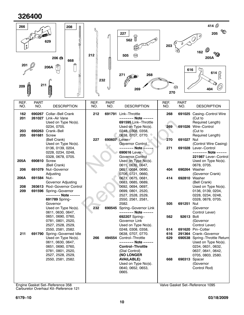 Not for reproduction | Briggs & Stratton 326400 User Manual | Page 10 / 28