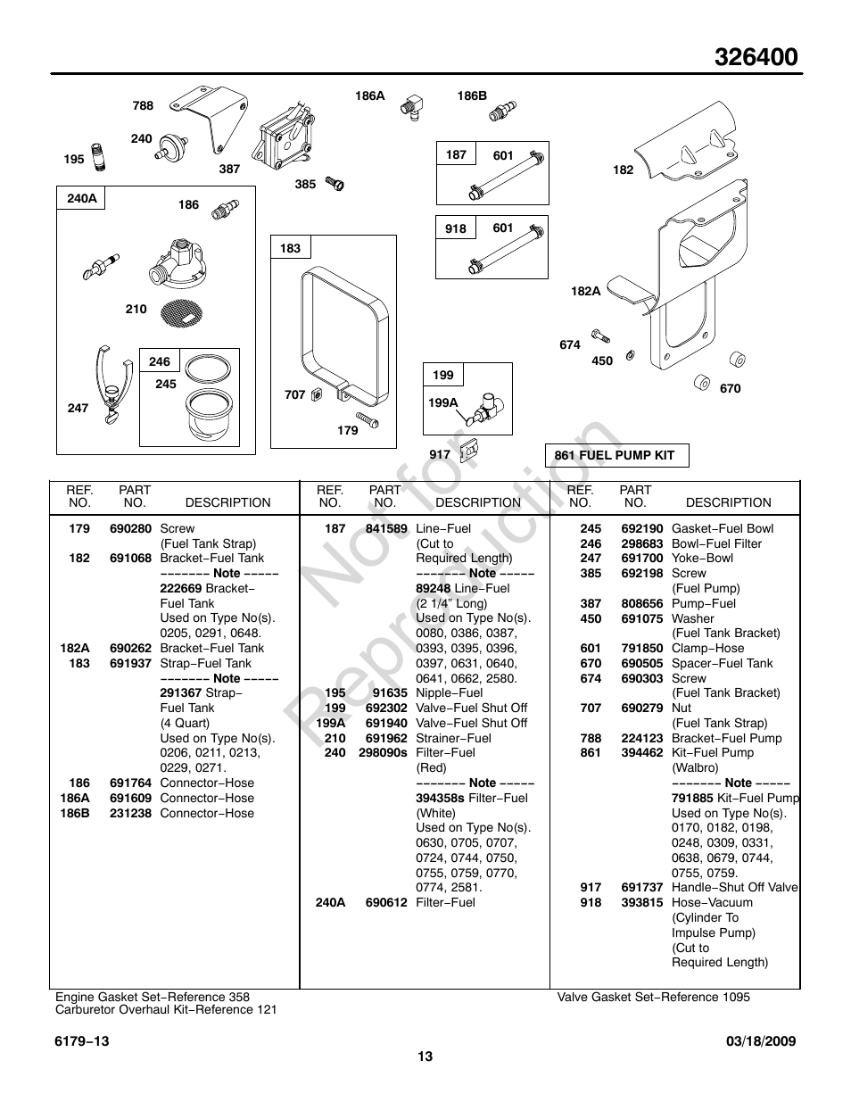 Not for reproduction | Briggs & Stratton 326400 User Manual | Page 13 / 28