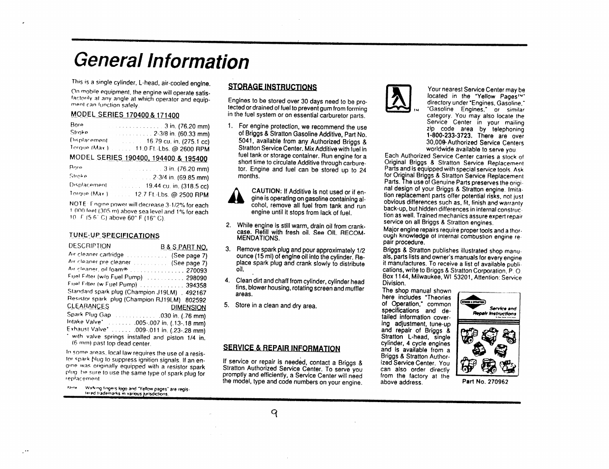 Briggs & Stratton Series 194400 User Manual | Page 12 / 14