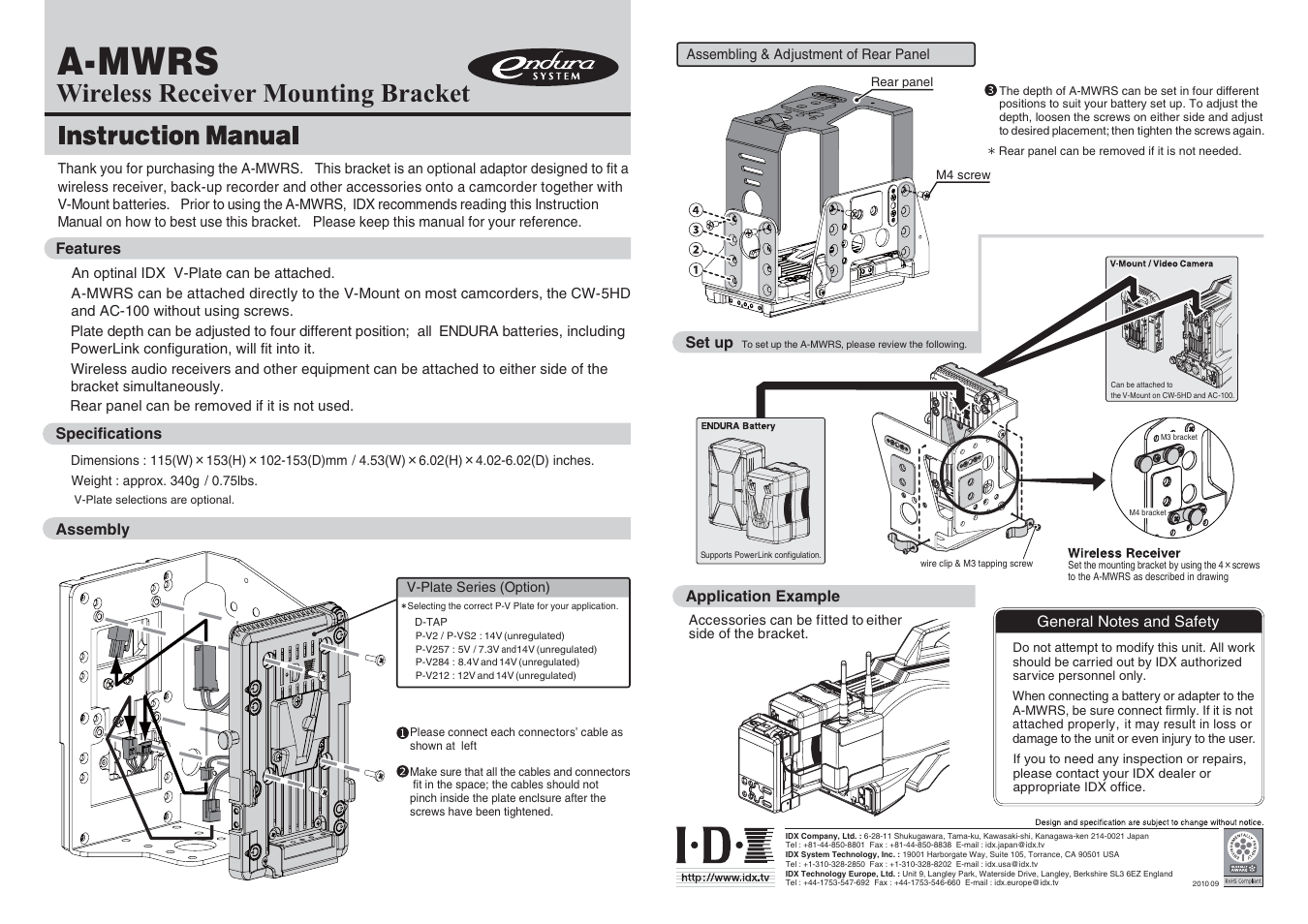 IDX A-MWRS User Manual | 2 pages