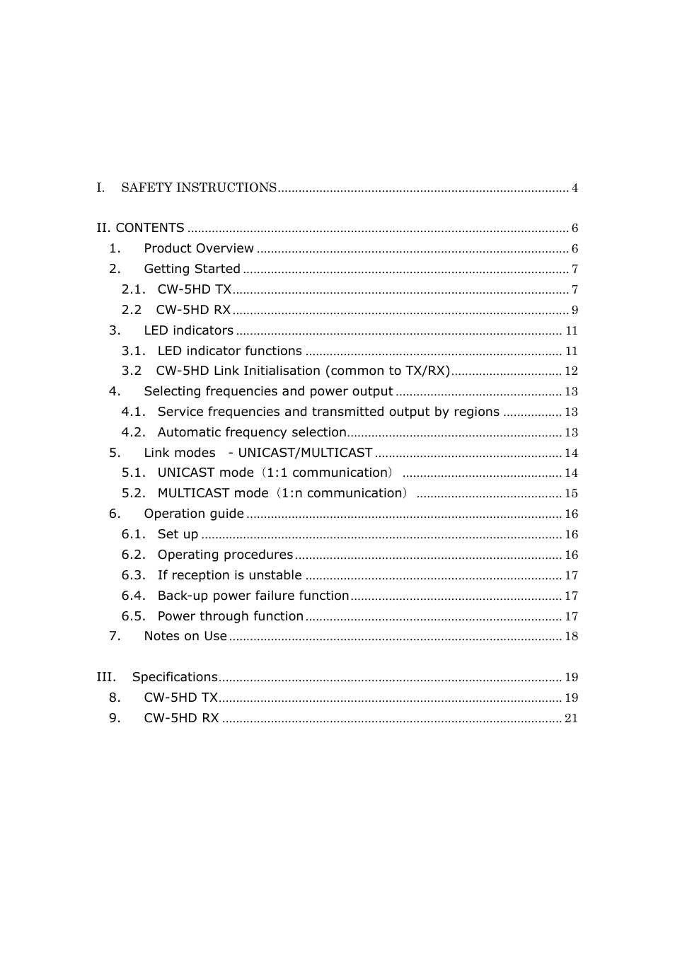 IDX CW-5HD User Manual | Page 3 / 23