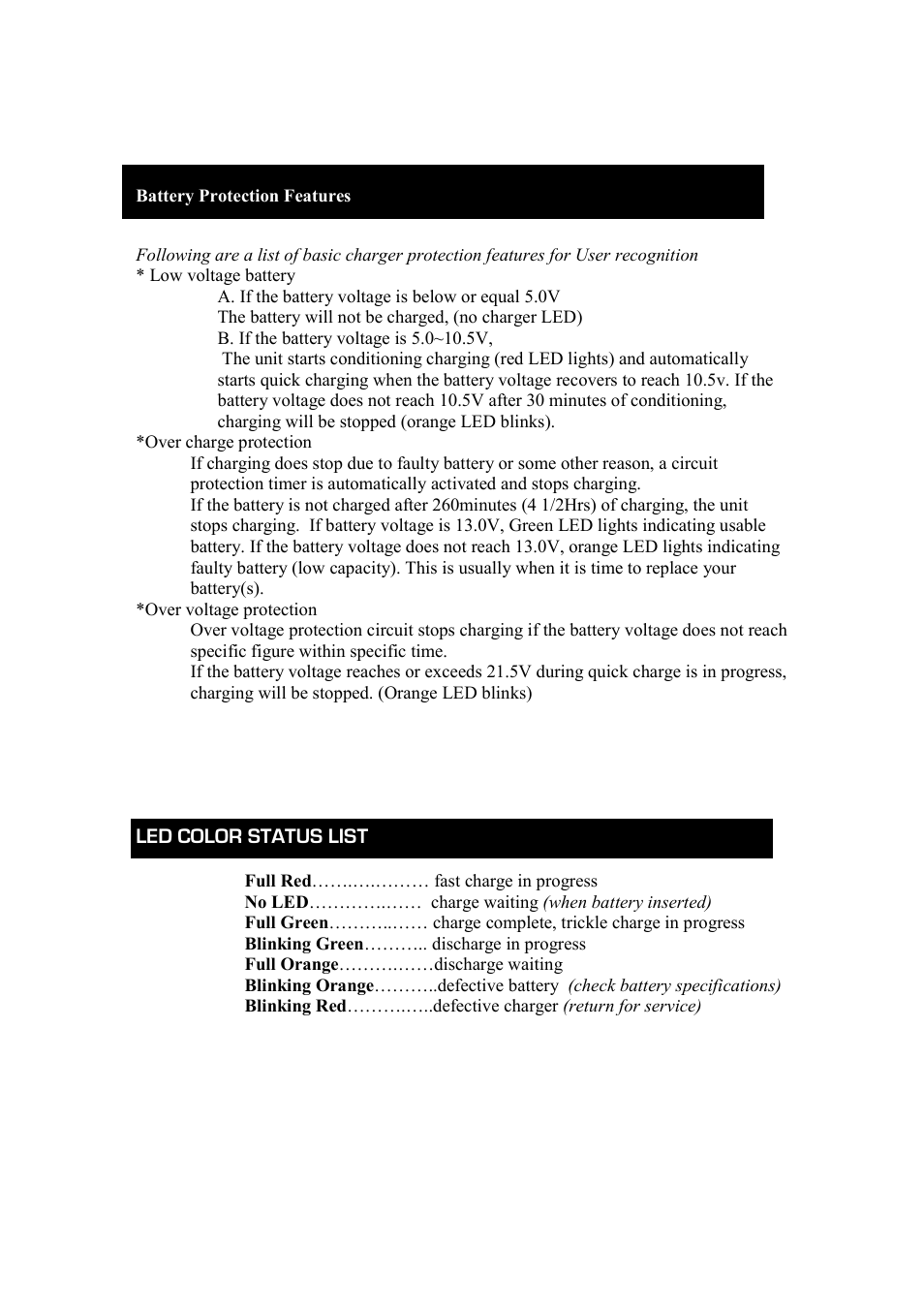 Led color status list | IDX i200 User Manual | Page 3 / 4