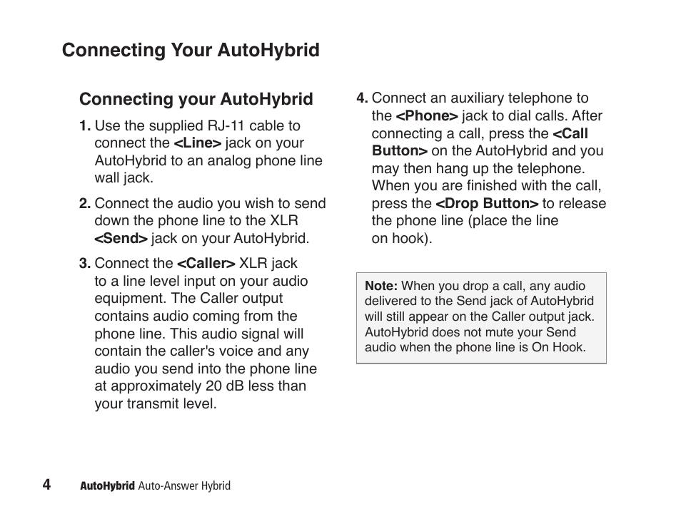 Connecting your autohybrid | JK Audio AutoHybrid User Manual | Page 8 / 16