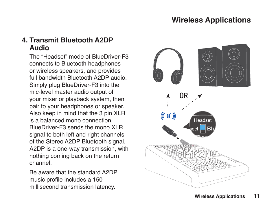 Wireless applications, Transmit bluetooth a2dp audio | JK Audio BlueDriver-F3 User Manual | Page 15 / 24
