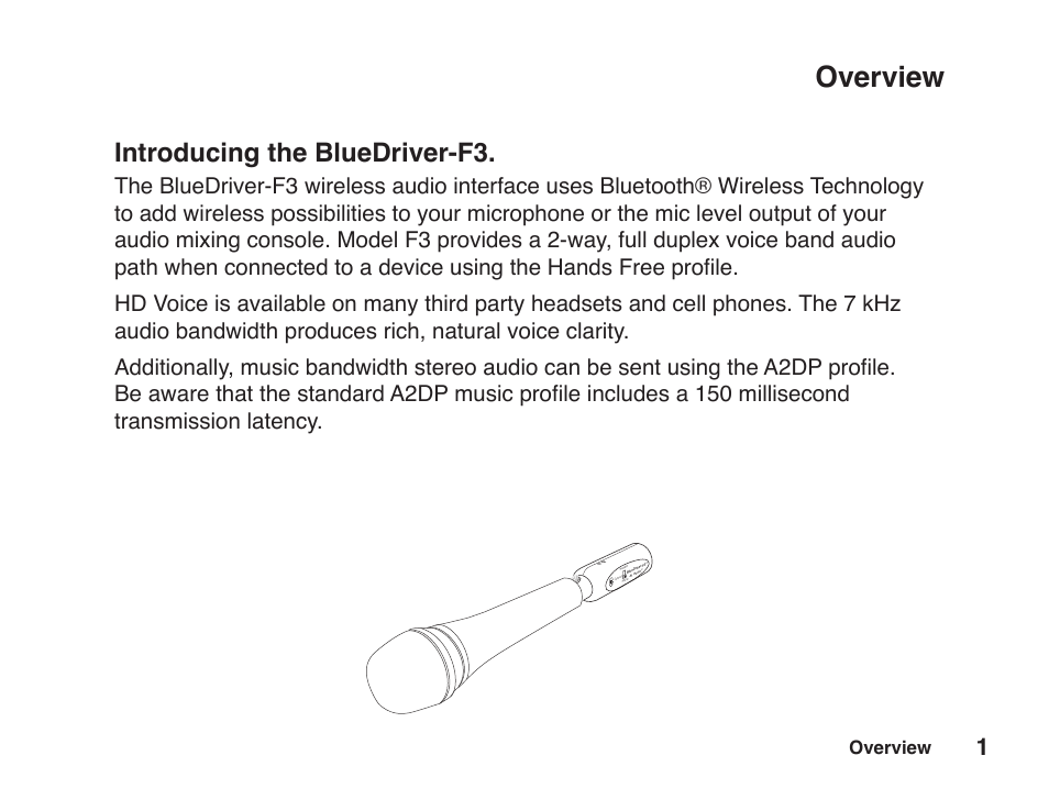 Introducing the bluedriver-f3, Overview | JK Audio BlueDriver-F3 User Manual | Page 5 / 24