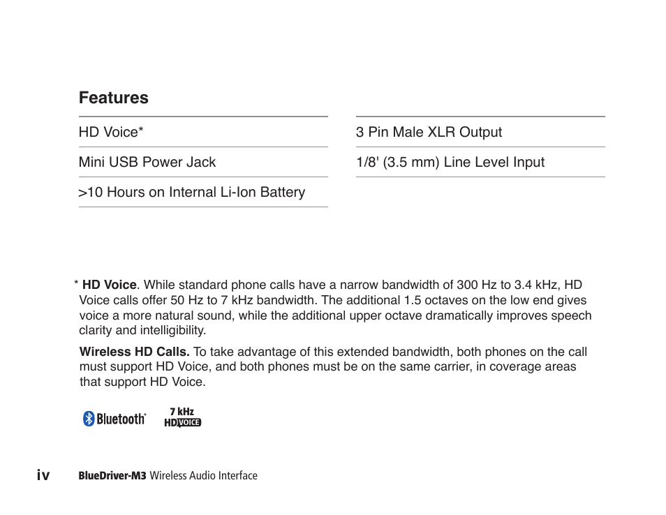 Features | JK Audio BlueDriver-M3 User Manual | Page 4 / 24
