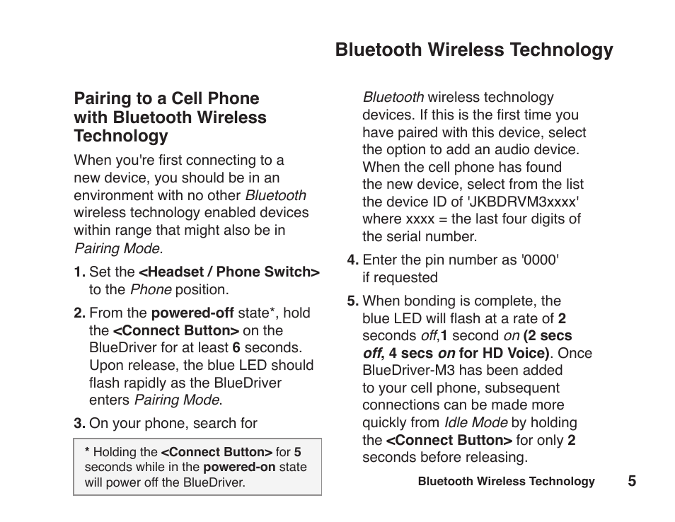 Bluetooth wireless technology | JK Audio BlueDriver-M3 User Manual | Page 9 / 24