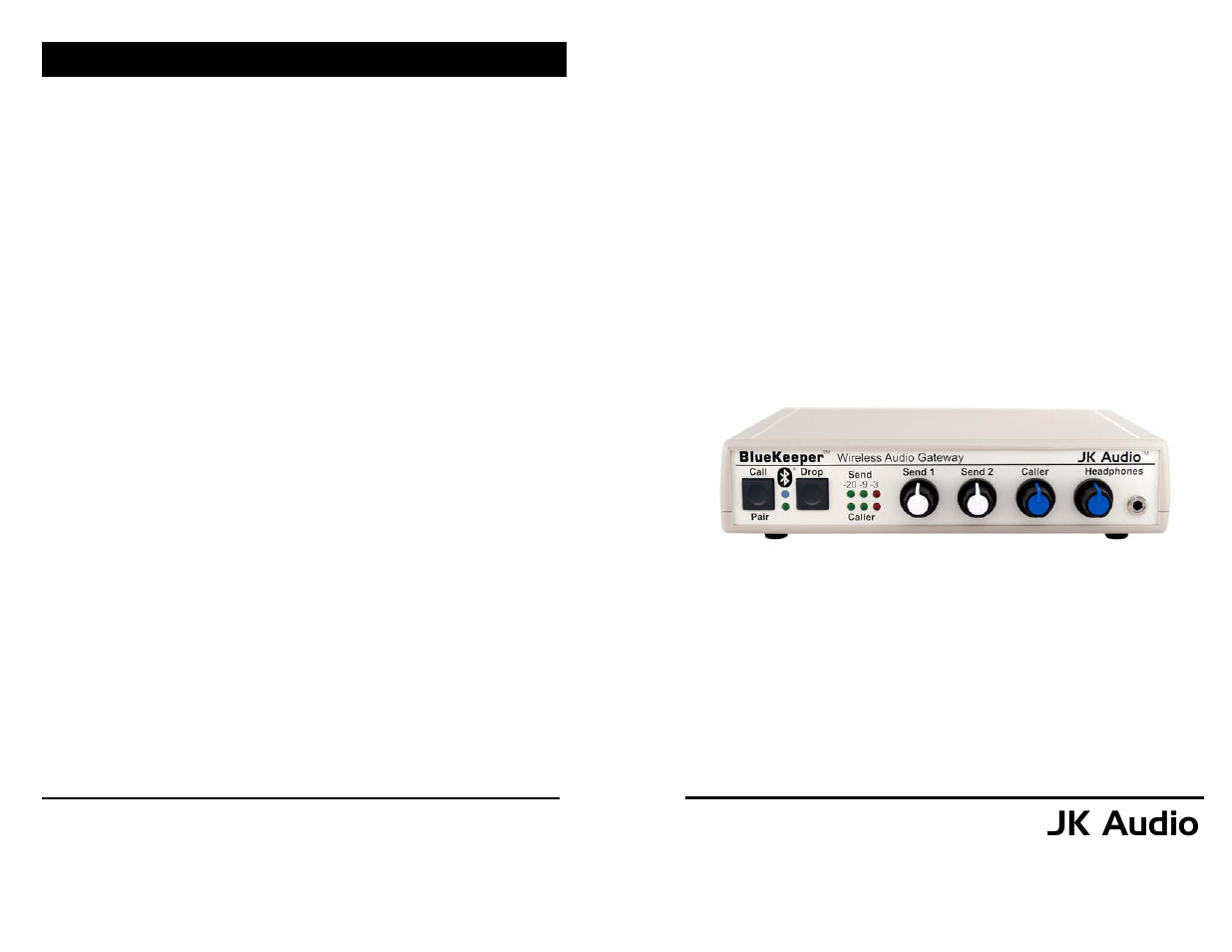 JK Audio BlueKeeper User Manual | 12 pages