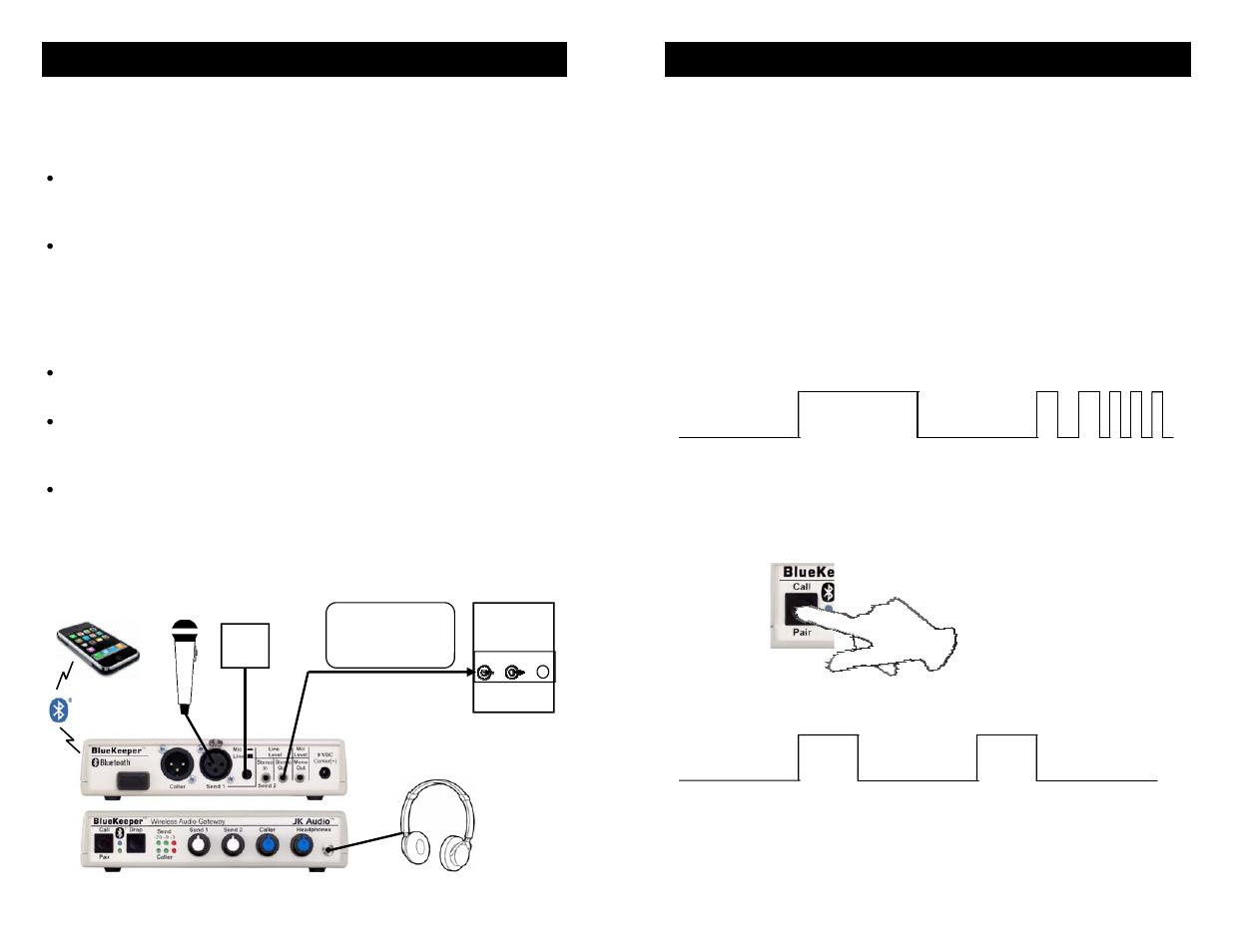 Connection, Connecting to a bluetooth device | JK Audio BlueKeeper User Manual | Page 8 / 12