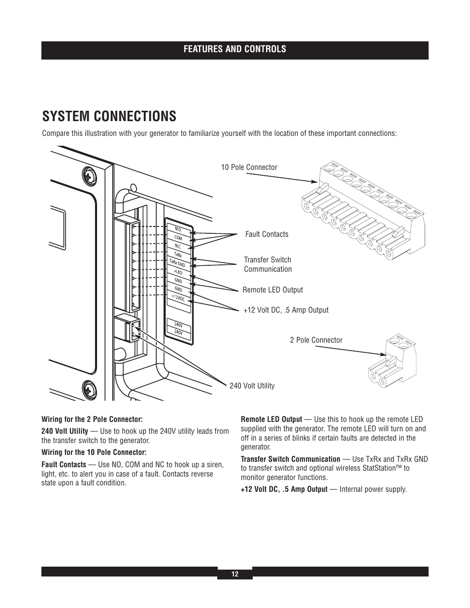 System connections | Briggs & Stratton 40204 User Manual | Page 12 / 56