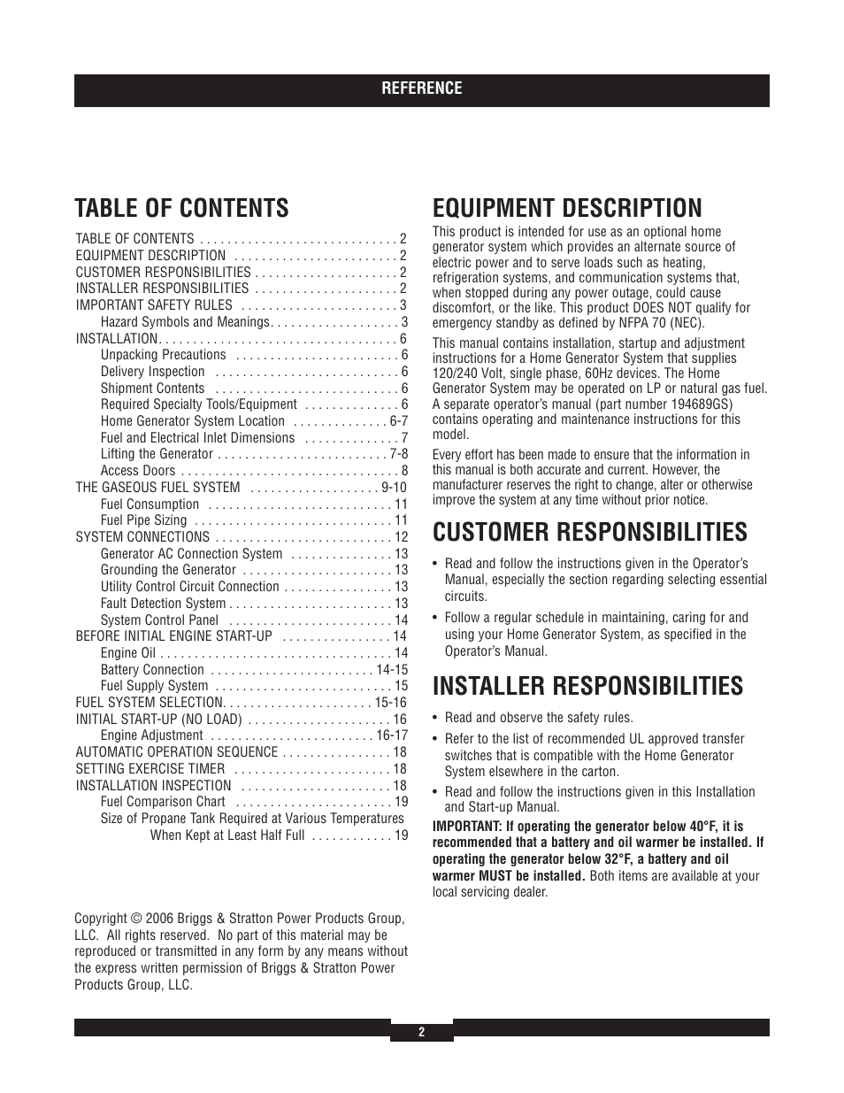 Briggs & Stratton 40204 User Manual | Page 2 / 56