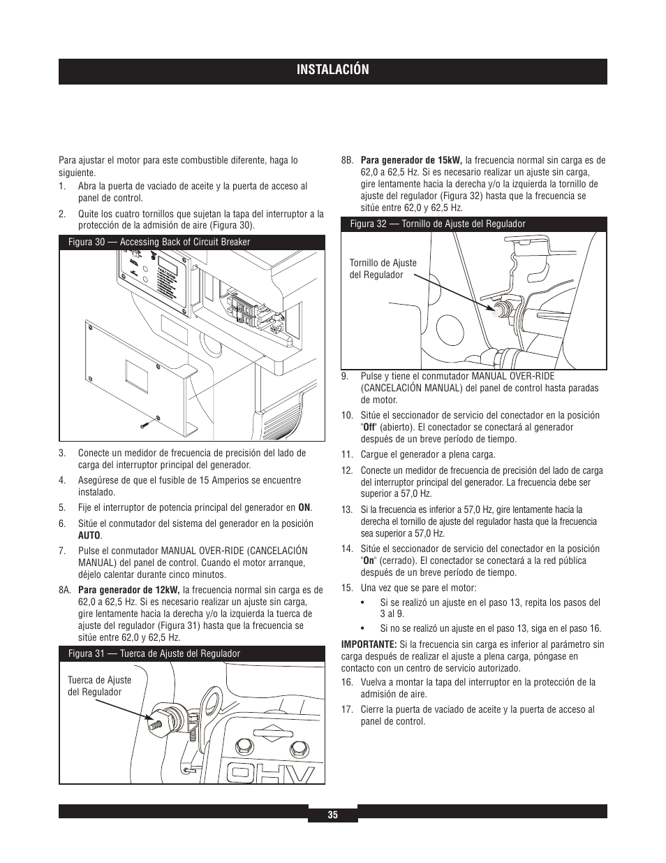 Instalación | Briggs & Stratton 40204 User Manual | Page 35 / 56